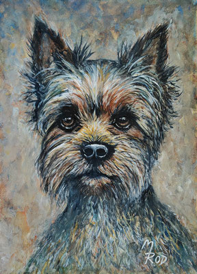HUND Nr.7; 51,5x41,5 cm; Aquarell/Gesso mit Passepartout, Plexiglas und Rahmen; Preis € 200,-