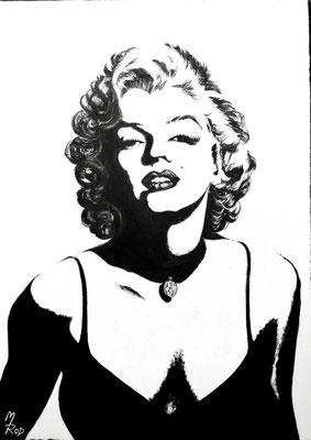 MARILYN MONROE Nr.6; 70x50 cm; Gesso auf Leinen mit Schlussfirnis matt; Preis € 300,-