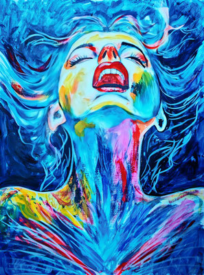 EXTASE Nr.2, 40x30 cm, Acryl auf Leinenpapier hinter Plexiglas inklusive Rahmen, Preis € 200,-