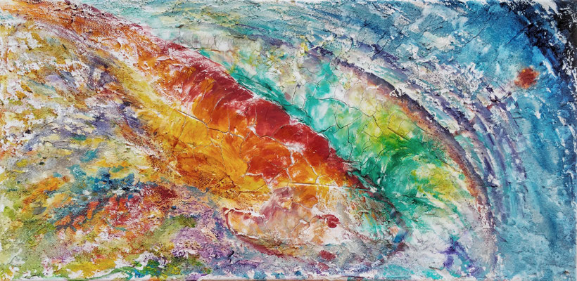 AMORPHOUS VIII; 30x60 cm; Mixed Media auf Leinen; Preis € 200,-