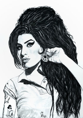 AMY WINEHOUSE Nr.2; 70x50 cm; Gesso auf Leinen (NICHT ERHÄLTLICH) 