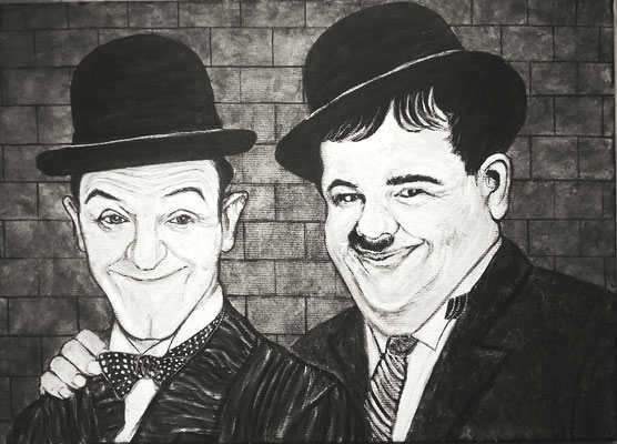 DICK & DOOF Nr.4; 50x70 cm; Gesso auf Leinen mit Schlussfirnis matt; Preis € 450,-
