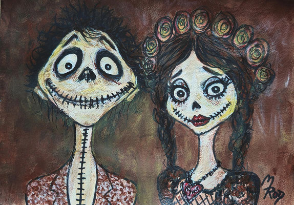 ROMEO & JULIA Nr.7, 21x30 cm, Acryl auf Aquarellpapier hinter Plexiglas inklusive Rahmen, Preis € 120,-