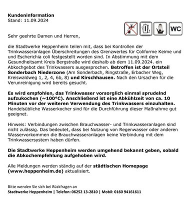 Abkochgebot für Leitungswasser