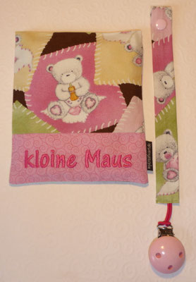 U-Heft-Hülle, Schnullerkette in "Teddy rosa"