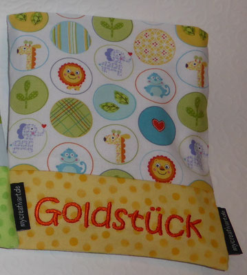 BK Kreise türkis-grün mit gelbem Stoff (orangem Text)