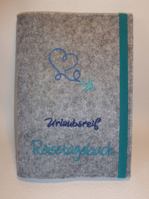 Reisetagebuch mit Notizbuch in DIN A 5 (kann nachbefüllt werden) (Stickdatei von Rock-Queen)