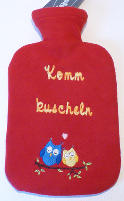 Flauschiger, bestickter Fleece-Bezug inklusive Wärmflasche (Stickdatei by MariLena - Stoffzaubereien)