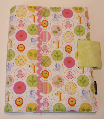 WTB Wickeltasche zum aufklappen, hier leer (Stoff "Kreise rosa-grün", gibts auch in türkis-grün)