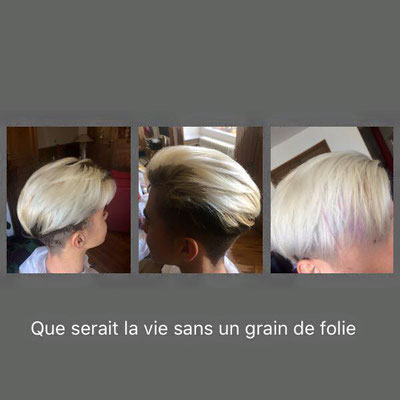 Blond polaire et mèche pastel