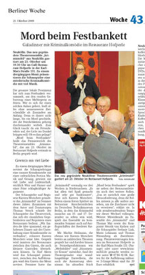Krimi-Dinner von Theater krimimobil Berlin in der Presse
