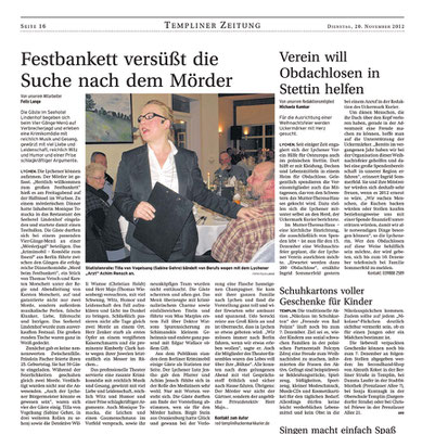 Krimi-Dinner von Theater krimimobil Berlin in der Presse