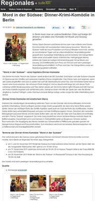 Krimi-Dinner von Theater krimimobil Berlin in der Presse