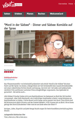 Krimi-Dinner von Theater krimimobil Berlin in der Presse