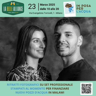 Ritratti solidalit di In posa per l'acqua a La belle alliance di Milano per Il pozzo dei desideri ODV