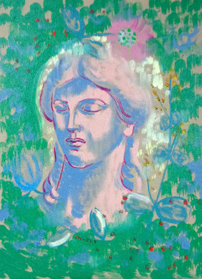 Sibylle with closed eyes,2021,Oil on canvas,33.3x24.2cm