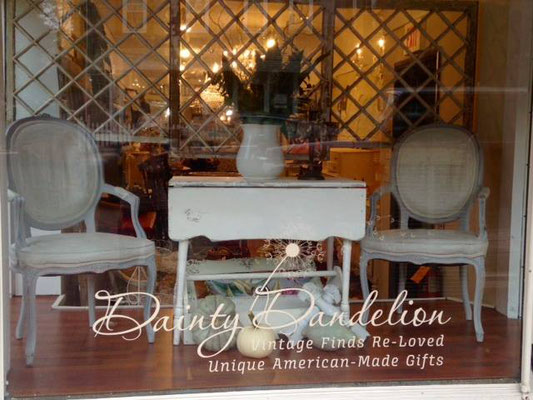 chester new jersey nj local small business shop small display windows furniture painting antiques lighting refinished updated restored dresser made in america USA old chippy