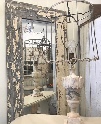 alabaster lighting lamps lamp shadeless antique vintage antique white cream small business local shops grey chester NJ new jersey chandelier edison bulb shade 