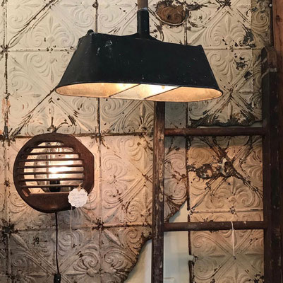 plunger bathroom light lighting lamp hanging chandelier industrial different one of a kind shops local sconce wall rusty metal vent  repurposed unique small business chester new jersey USA black antique vintage