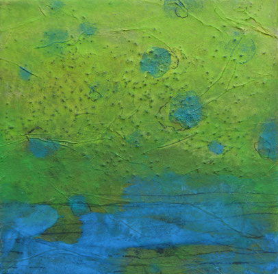 No. 18 Papier, Gesteinsmehle, Pigmente auf Leinwand 20 x 20 cm (2022)