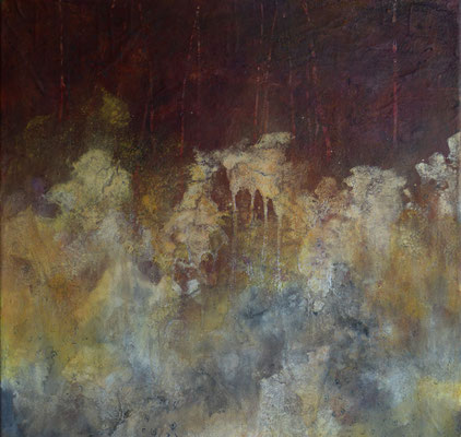 No. 6 Papier, Gesteinsmehle, Pigmente auf Leinwand, 60x60 (2018)