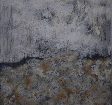 No. 7 Papier, Gesteinsmehle, Pigmente auf Leinwand, 60x60 (2018)