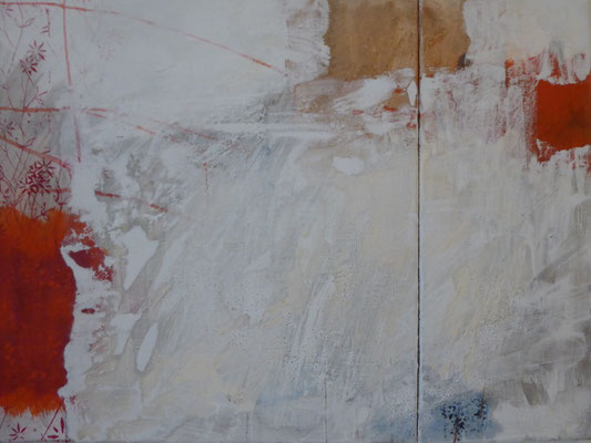 No. 18 Gesteinsmehle, Papier, Pigmente auf Leinwand, 60x85 (2025)