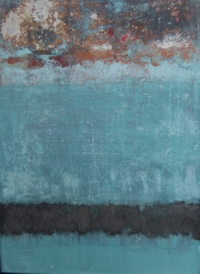 No. 9 Papier, Gesteinsmehle, Pigmente auf Leinwand, 50x70 (2022)