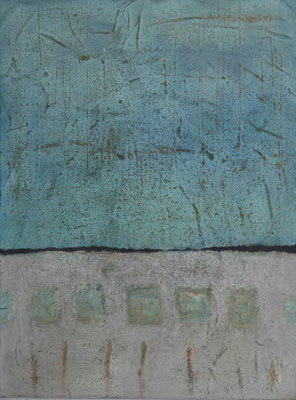 No. 2 Papier, Gesteinsmehle, Pigmente auf Leinwand, 60x80