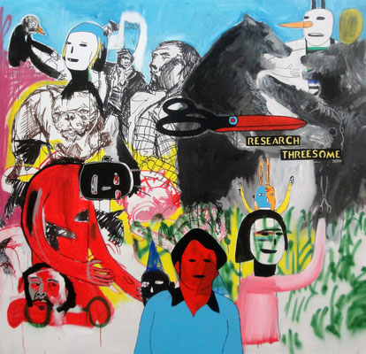Searching threesome, 200x200cm, 2012 Manuel Portioli, Matteo Beltrami, Fosco Grisendi