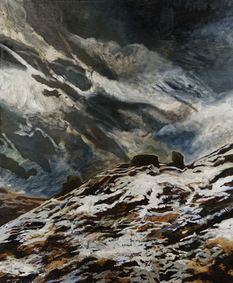 Vandring_3, 38x46cm, mixed media on canvas, 2019