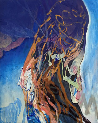 Waving Willow Walking Woman, 50x40cm, mixed media on canvas,  2017