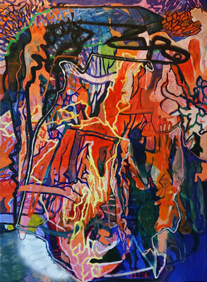 Sprites, mixed media on canvas, 150x110cm, 2022