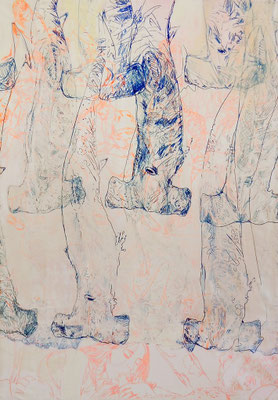 Manuel Portioli, Rise and fall of a living human-chapter 2, 2013, tecnica mista su tela, 199x139