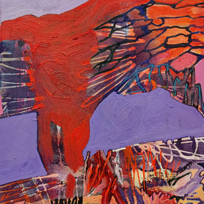 T, 40x40cm, mixed media on canvas 2024
