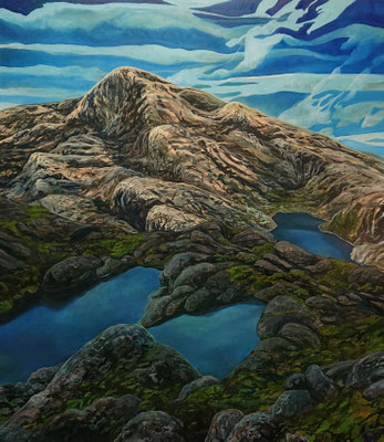Steinkast 06, 150x130cm, mixed media on canvas 2018