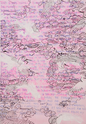 Untitled (crane), 200x140 cm, mixed media on canvas, 2013