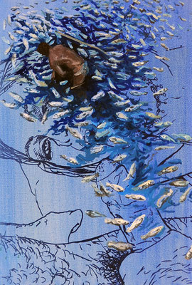Fish, 52,5x35,5cm, mixed media on canvas, 2014