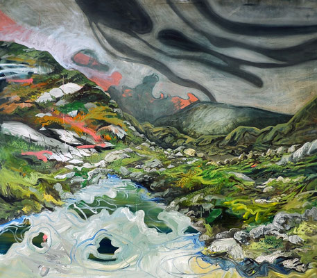 404 days of rain - 2, 140x160cm, mixed media on canvas 2014