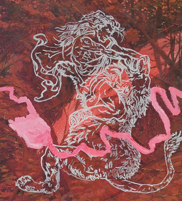 Samson, 37x41cm, mixed media on canvas, 2014