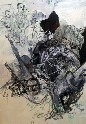 Untitled (mandrill), 200x140 cm, mixed media on canvas, 2013