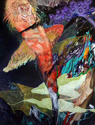 Tengu, 170x130cm, mixed media on canvas, 2017