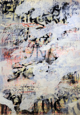 Untitled (migration), mixed media on canvas, 200x140cm, 2015