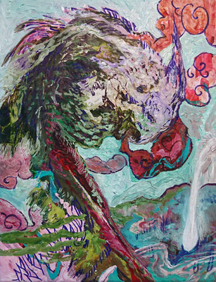 The dragon, 34,5x26,5cm,  mixed media on canvas, 201