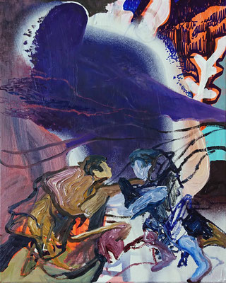 Howling wind duelers, 50x40cm, mixed media on canvas,  2017