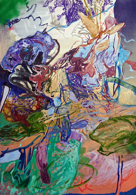 The princess and the frog, 100x70cm, mixed media on canvas, 2017