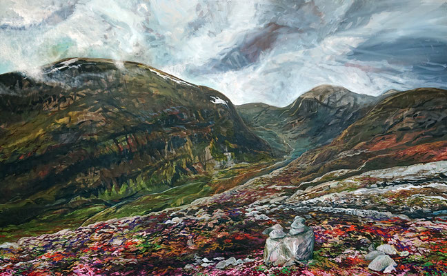 Vandring_2, 105x170cm, mixed media on canvas, 2019