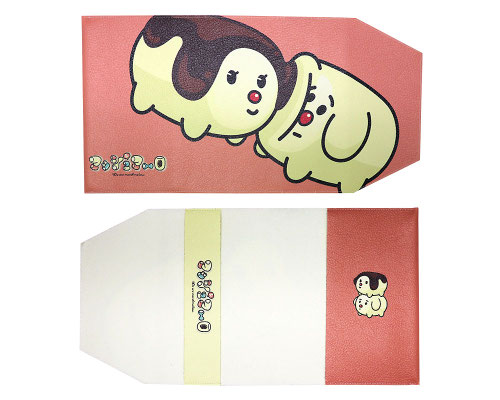 キャラクターを大きく配置。インパクトがある。内側の帯に名前を入れている。