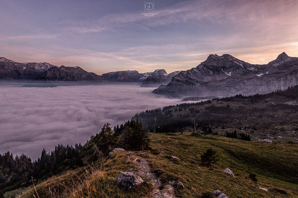 Kanton Glarus,Gärnisch,Glarnerland,Glarus,Abenddämmerung,Abenrot,Landschaftsfoto Glarnerland,