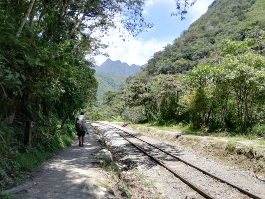 On longe les rails pour arriver à Aguas Calientes
